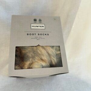 NIB HUNTER WELLIES BOOT SOCKS - Faux Fur -  Sz Large (8-10) - CUTE!